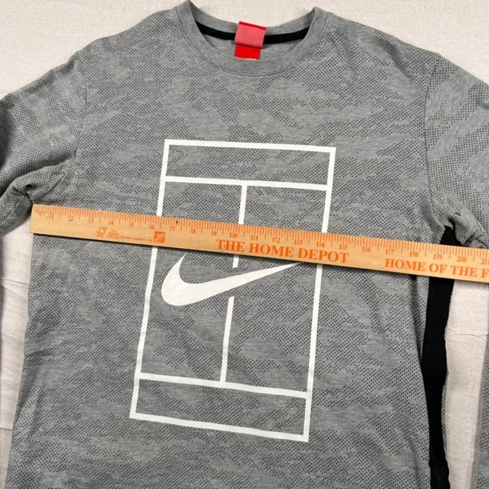 Nike Court Tennis Graphic Sweatshirt Womens M Gray Camo Side Zip Pullover